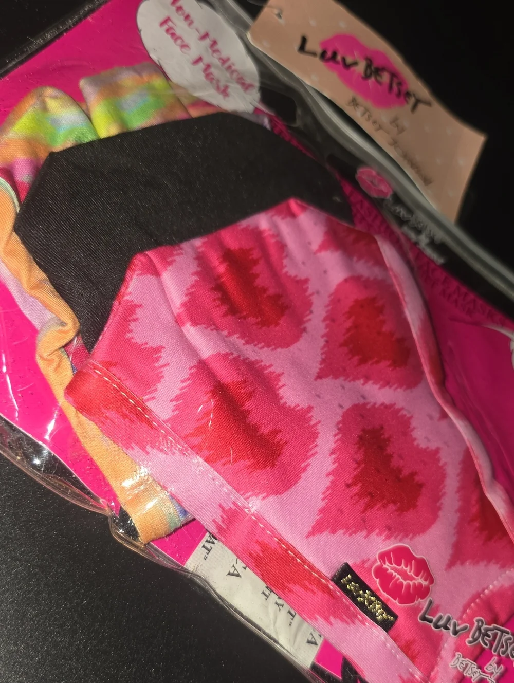 🧚‍♀️Betsey Johnson Luv Betsey Fashion Face Masks Set Of 3 NWT